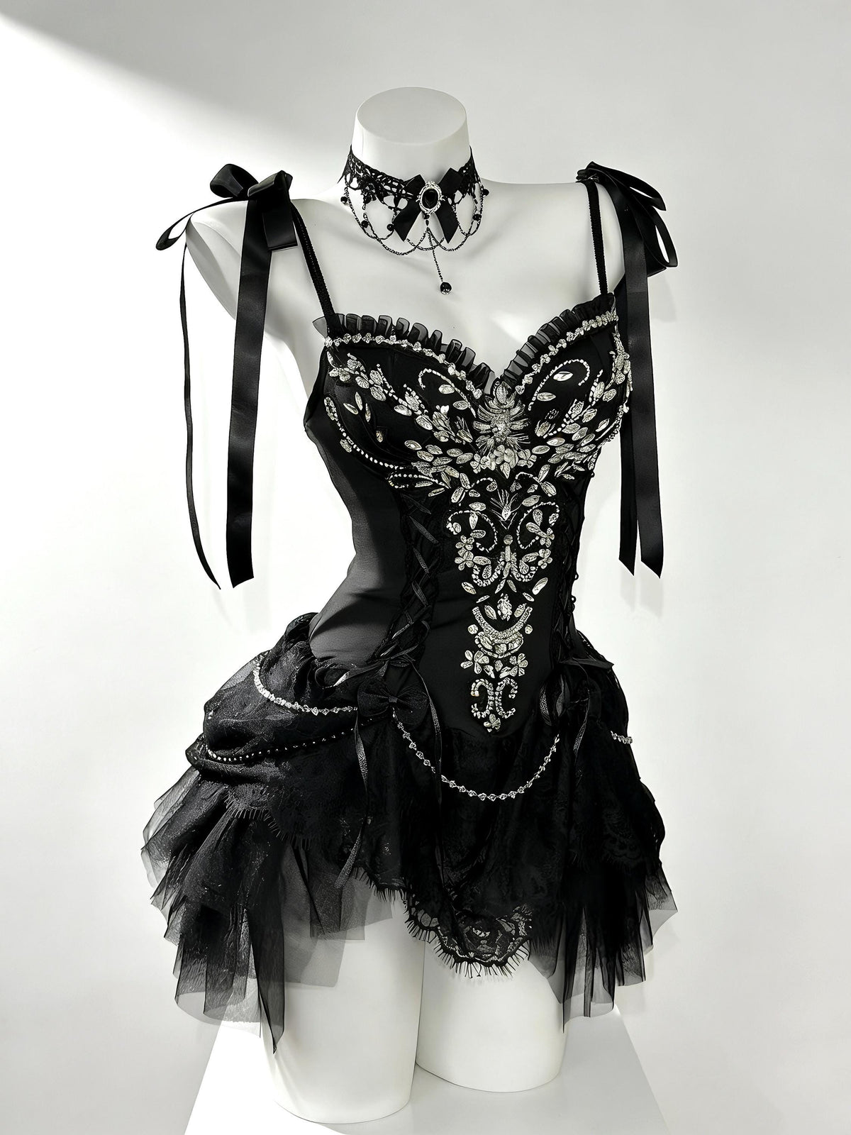 Gothic Black Corset Dress – Dark Festival Set