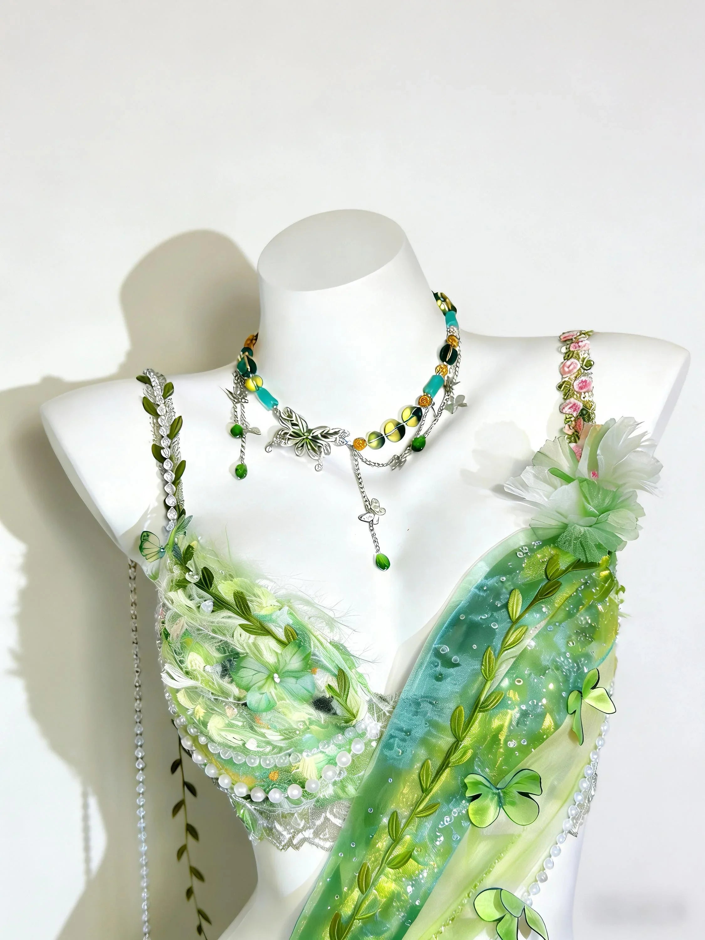 AVRY Ivy Bloom Set full look with green fairy festival outfit, necklace and romantic New Forest styling.