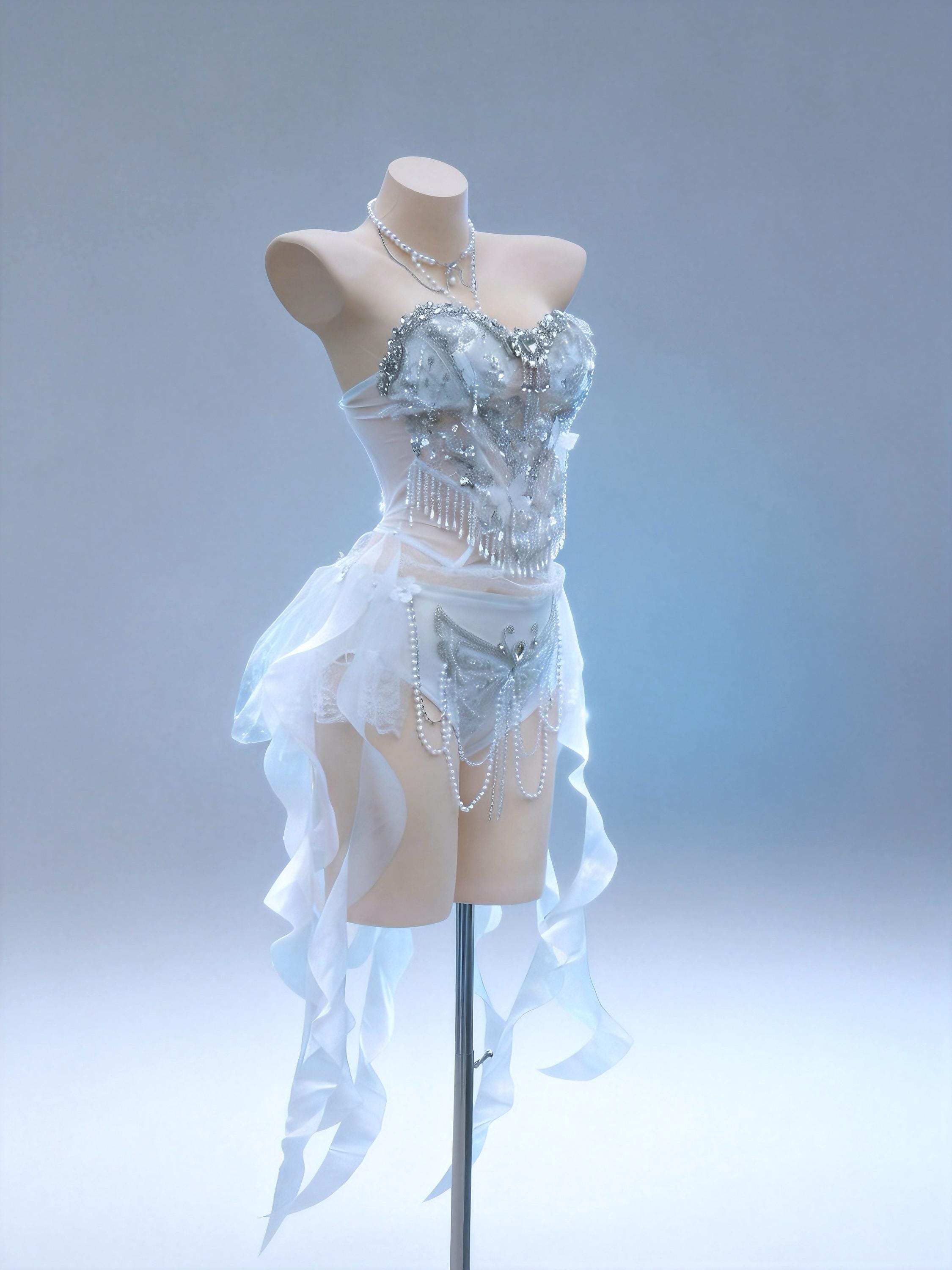 AVRY Moon Jelly Set white pearl fairy rave outfit from the AVRY Cove Collection