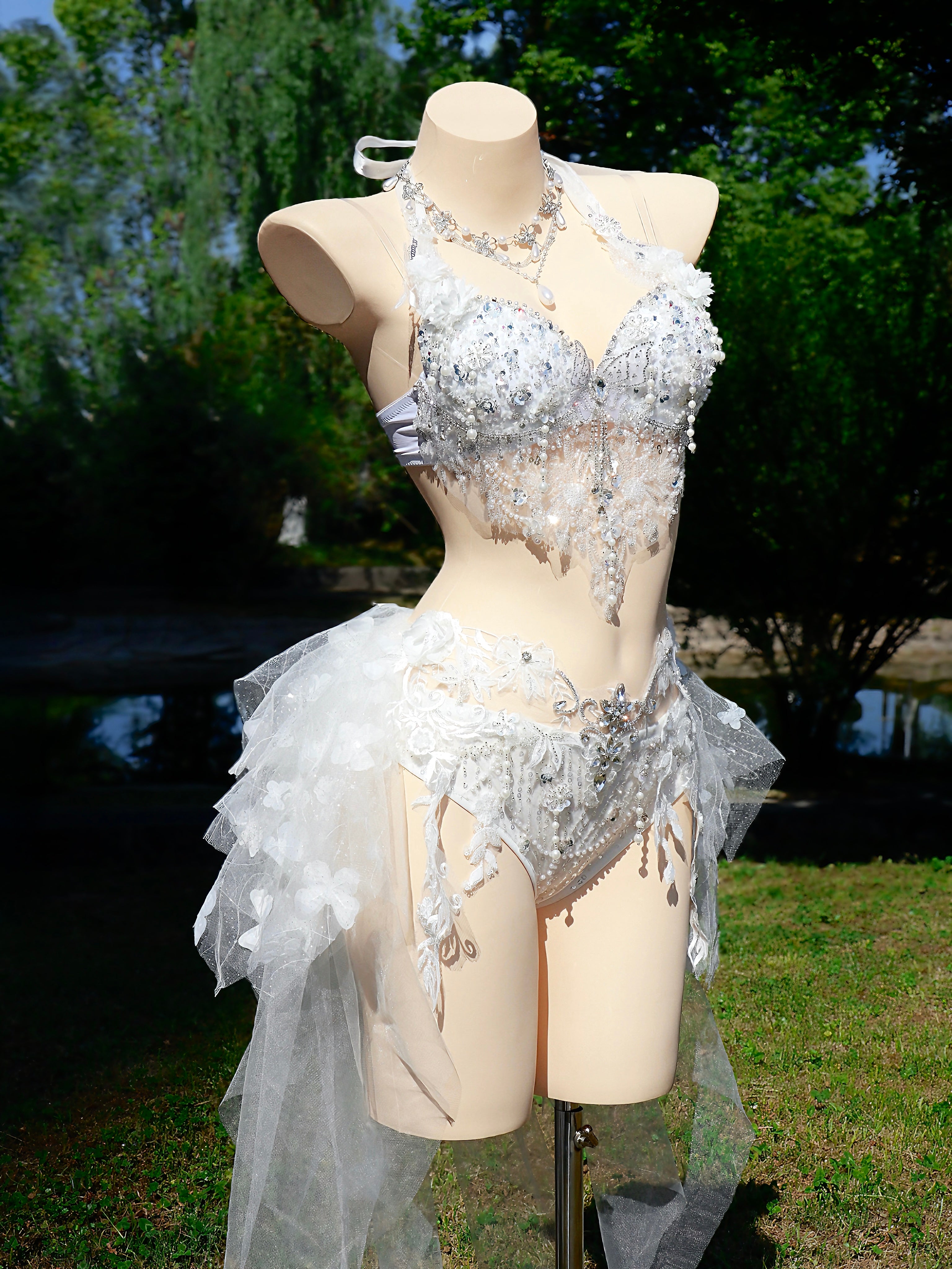 AVRY-Festival fairy RAVE SET with crystal embellishments and soft luminous details