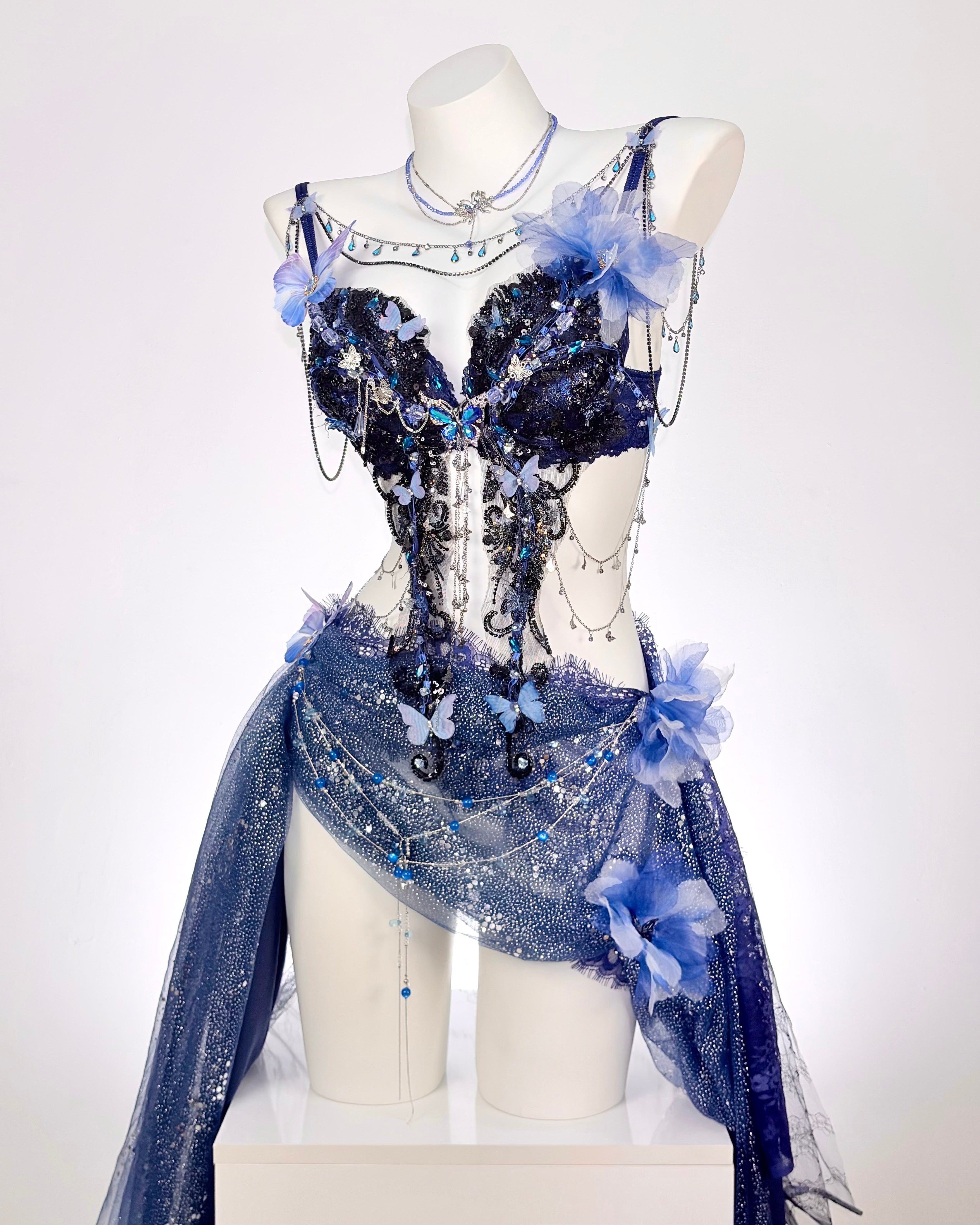 AVRY Delphine butterfly festival set with crystal embellishments and chain details