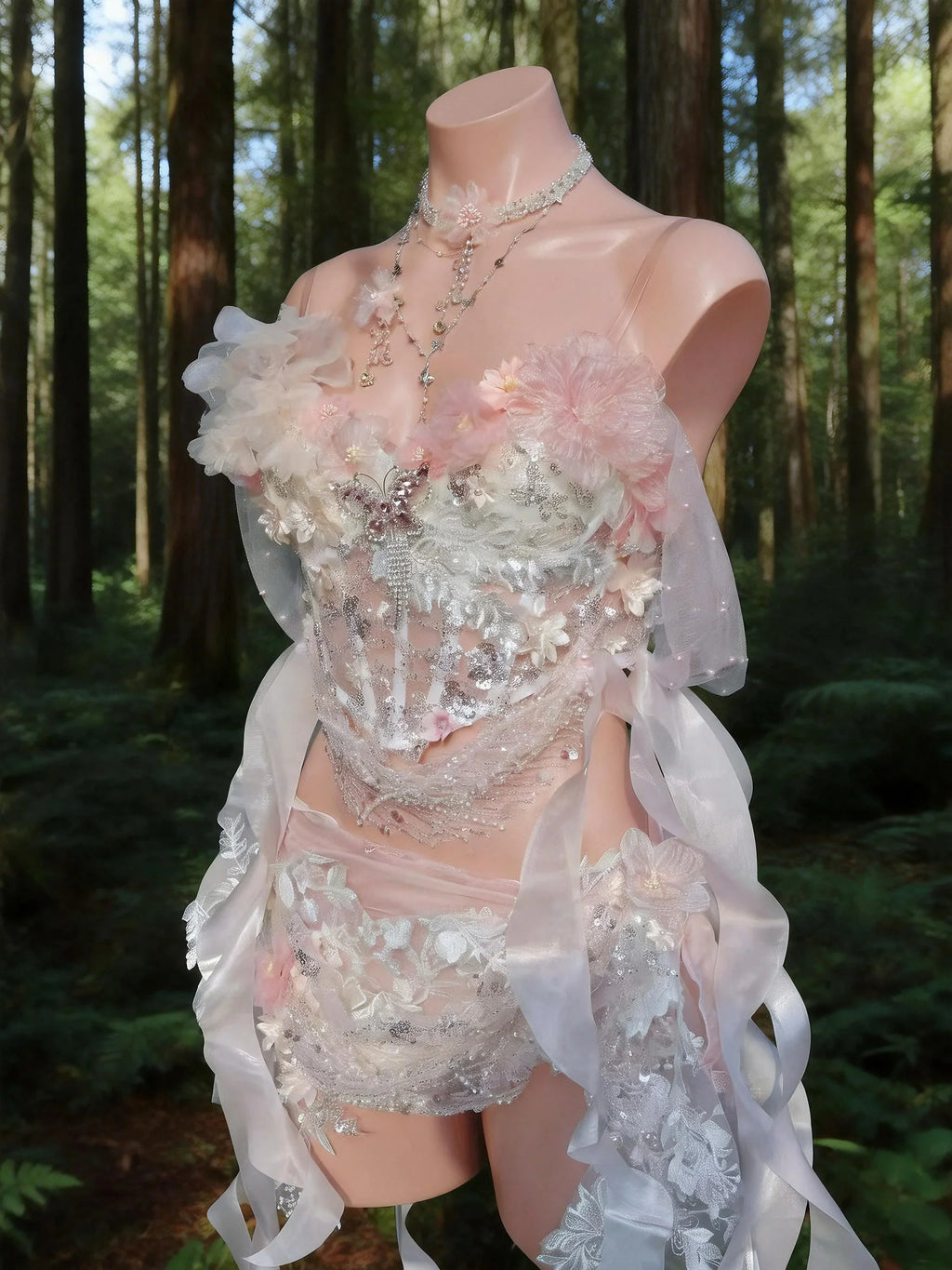 AVRY Isolde Set side view showing pink fairy outfit, delicate embellishments and layered festival textures.