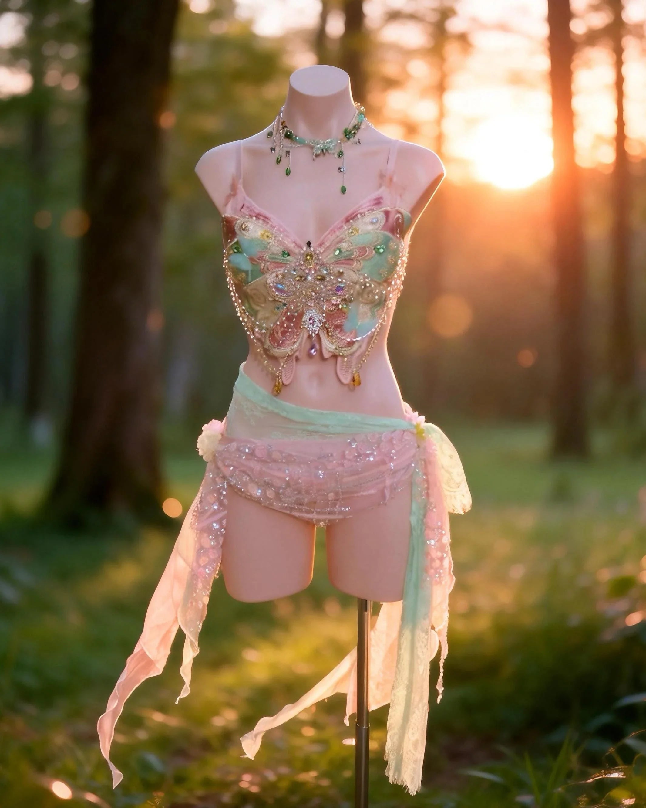 AVRY Primrose Set back view with pastel fairycore styling and ethereal festival outfit details.
