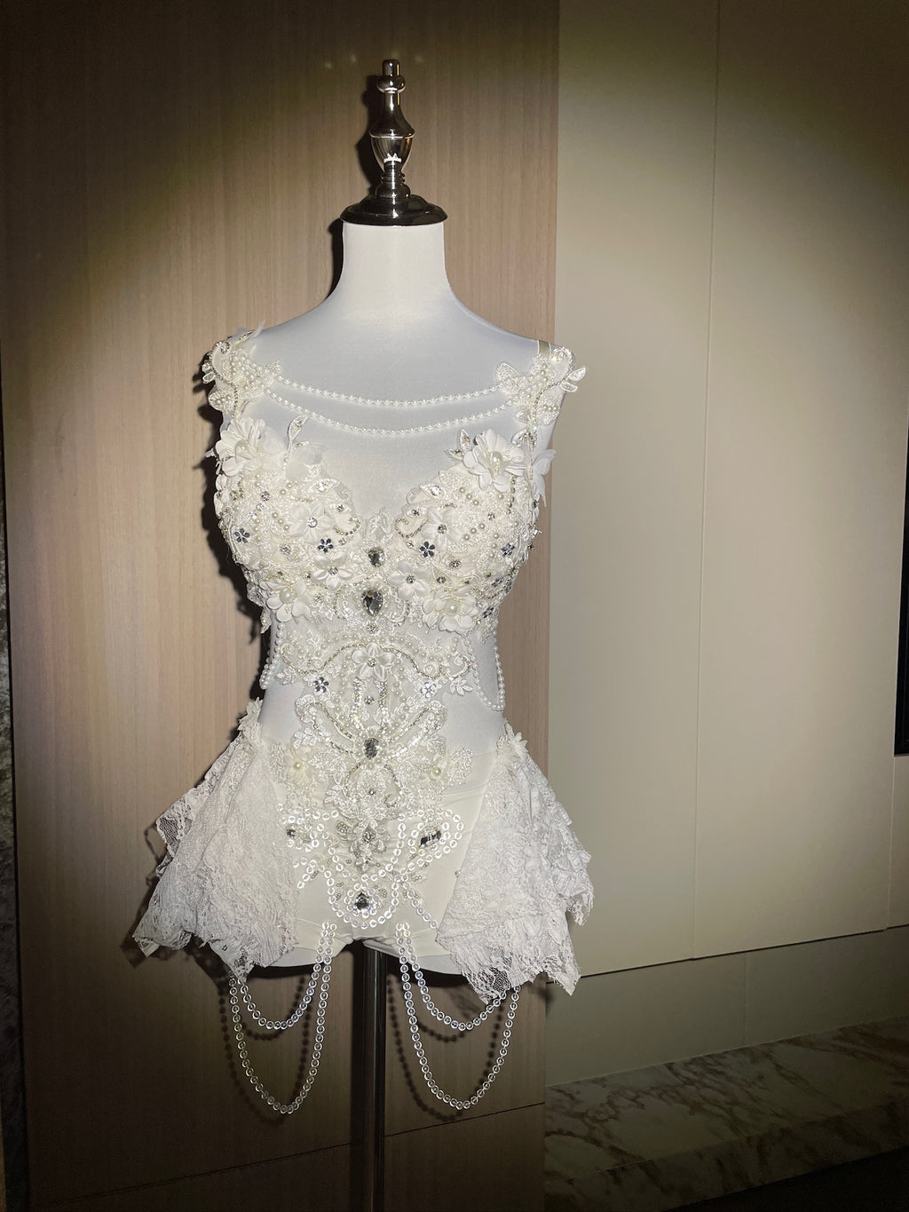 AVRY Seraphina Fiora floral fairy festival outfit in Ivory Bloom featuring handcrafted flowers, pearls and crystal embellishments.