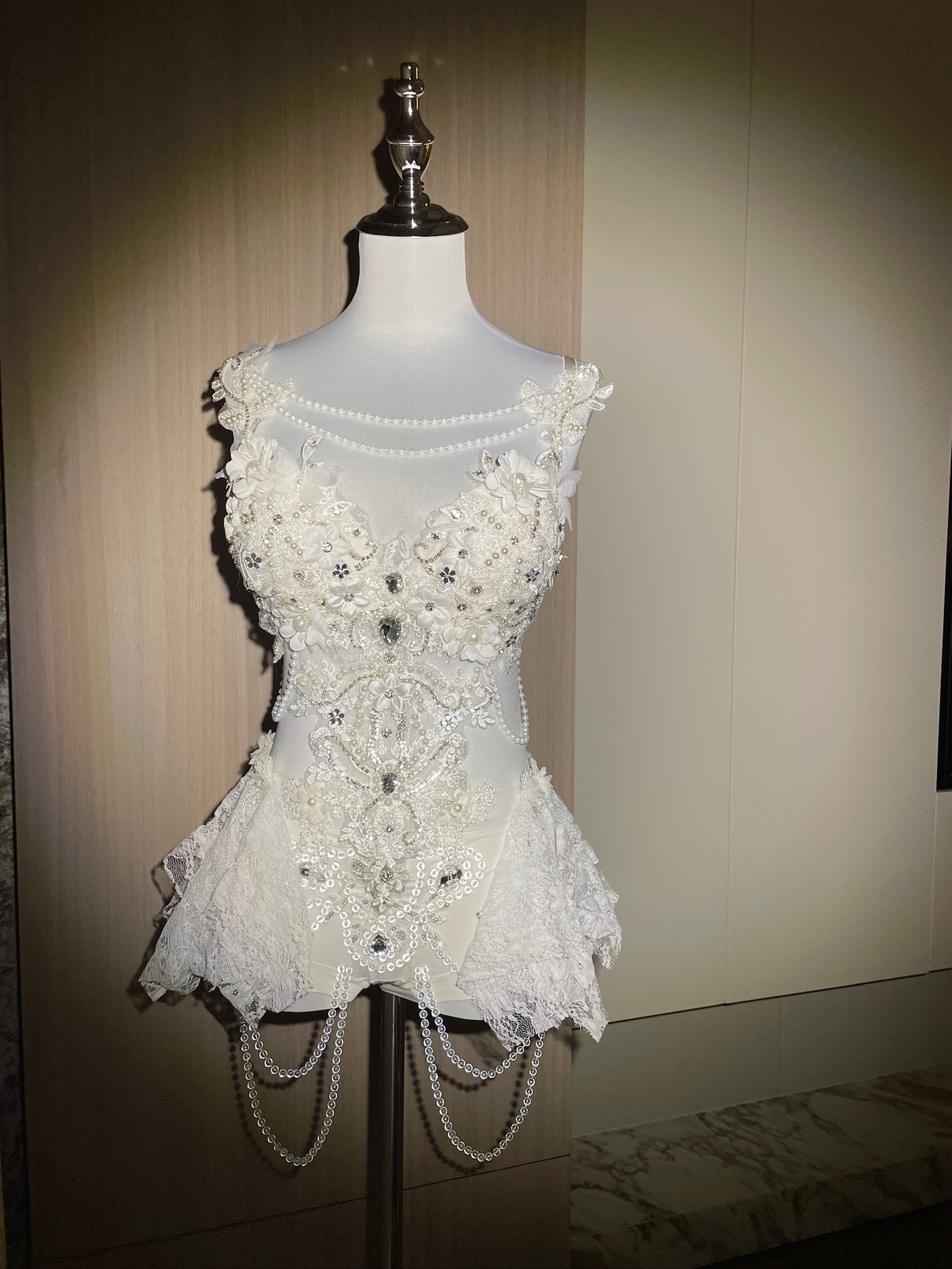 AVRY Seraphina Fiora floral fairy festival outfit in Ivory Bloom featuring handcrafted flowers, pearls and crystal embellishments.