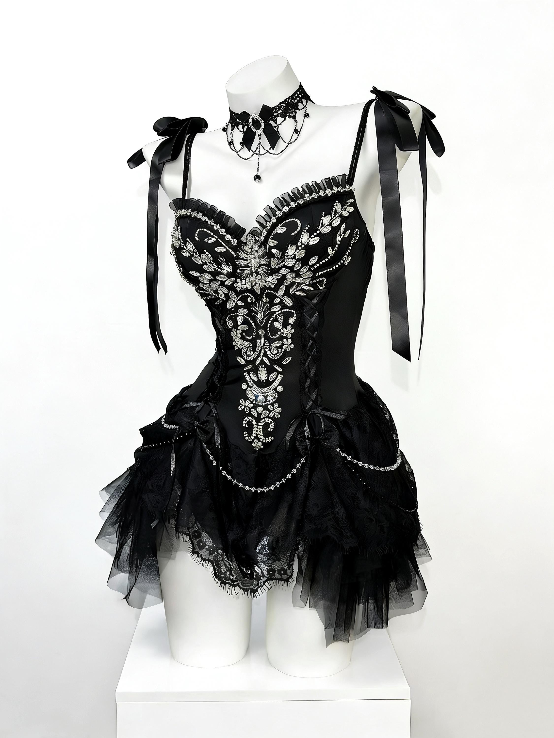 Gothic Black Corset Dress Dark Festival Set | AVRY Gothic Black Corset Dress Dark Festival Set | AVRY