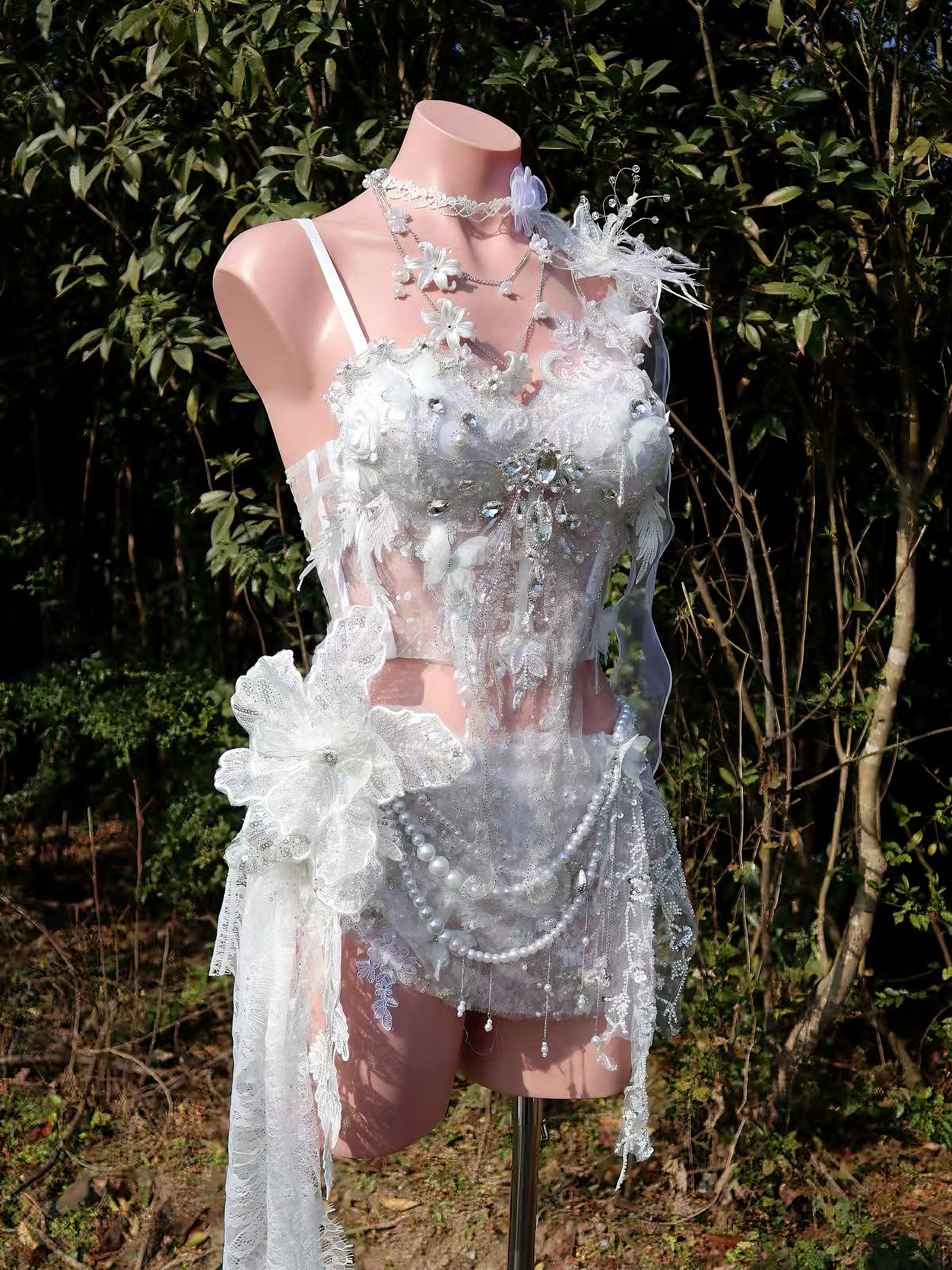 AVRY All-in-One White Fairy Outfit Ethereal Festival Ravewear AVRY All-in-One White Fairy Outfit Ethereal Festival Ravewear
