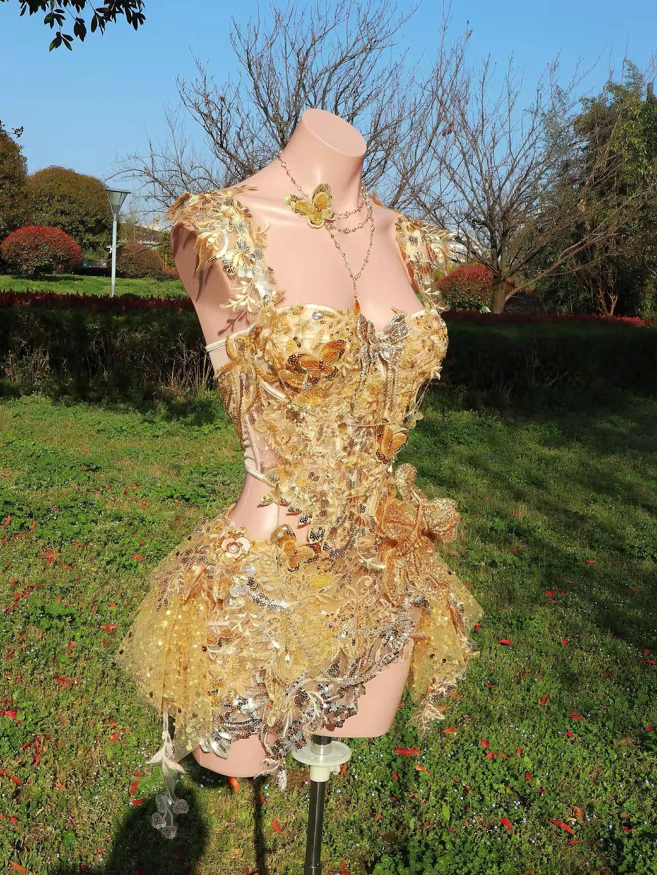 Gold Fairy Outfit Butterfly Corset Festival Set | AVRY Gold Fairy Outfit Butterfly Corset Festival Set | AVRY